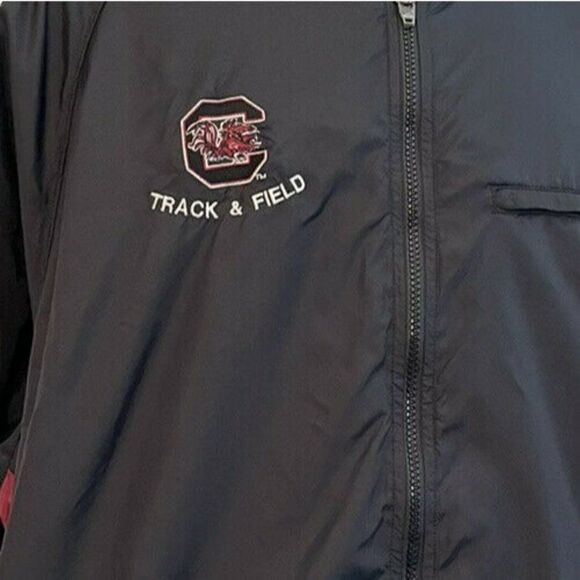 Vtg XXL Nike Track Jacket South Carolina Black Mesh Interior Zipper Pockets USA - Picture 3 of 7